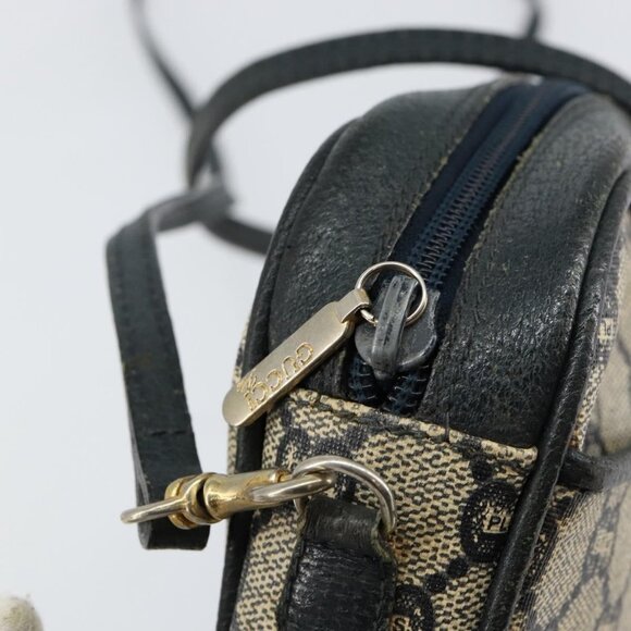 Authentic GUCCI GG Plus Supreme Shoulder Bag PVC Navy Gold - Picture 8 of 16